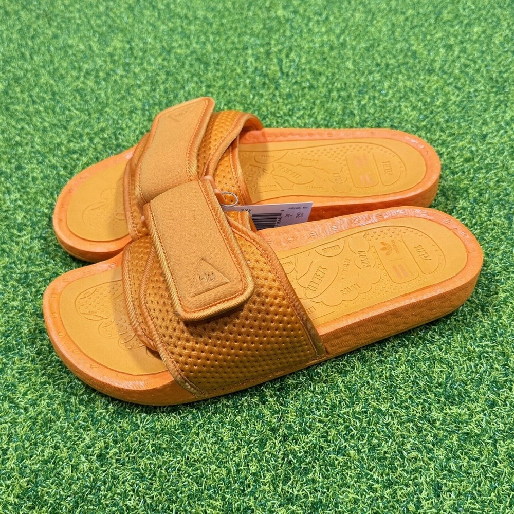 Adidas Originals Pharrell Chancletas HU Size 7 Boost Slides Orange FV7261